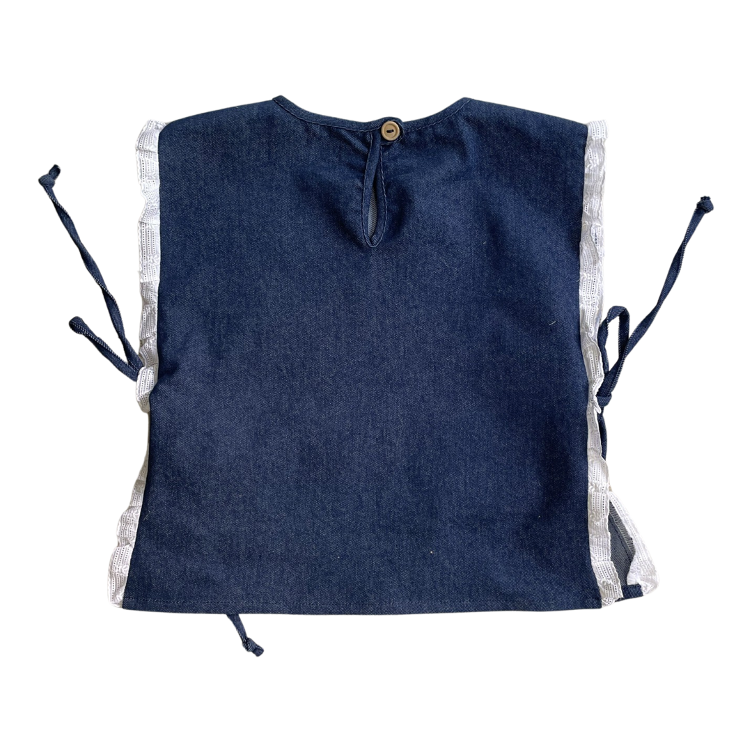 Mia Y Lia -Denim eyelet lace vest with bows