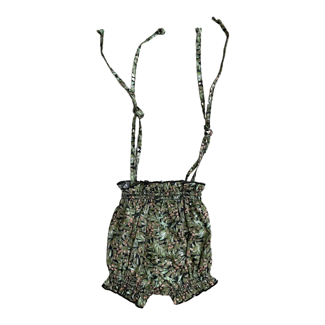Mia Y Lia - Green Floral bloomer with spaghetti straps (baby & toddler)