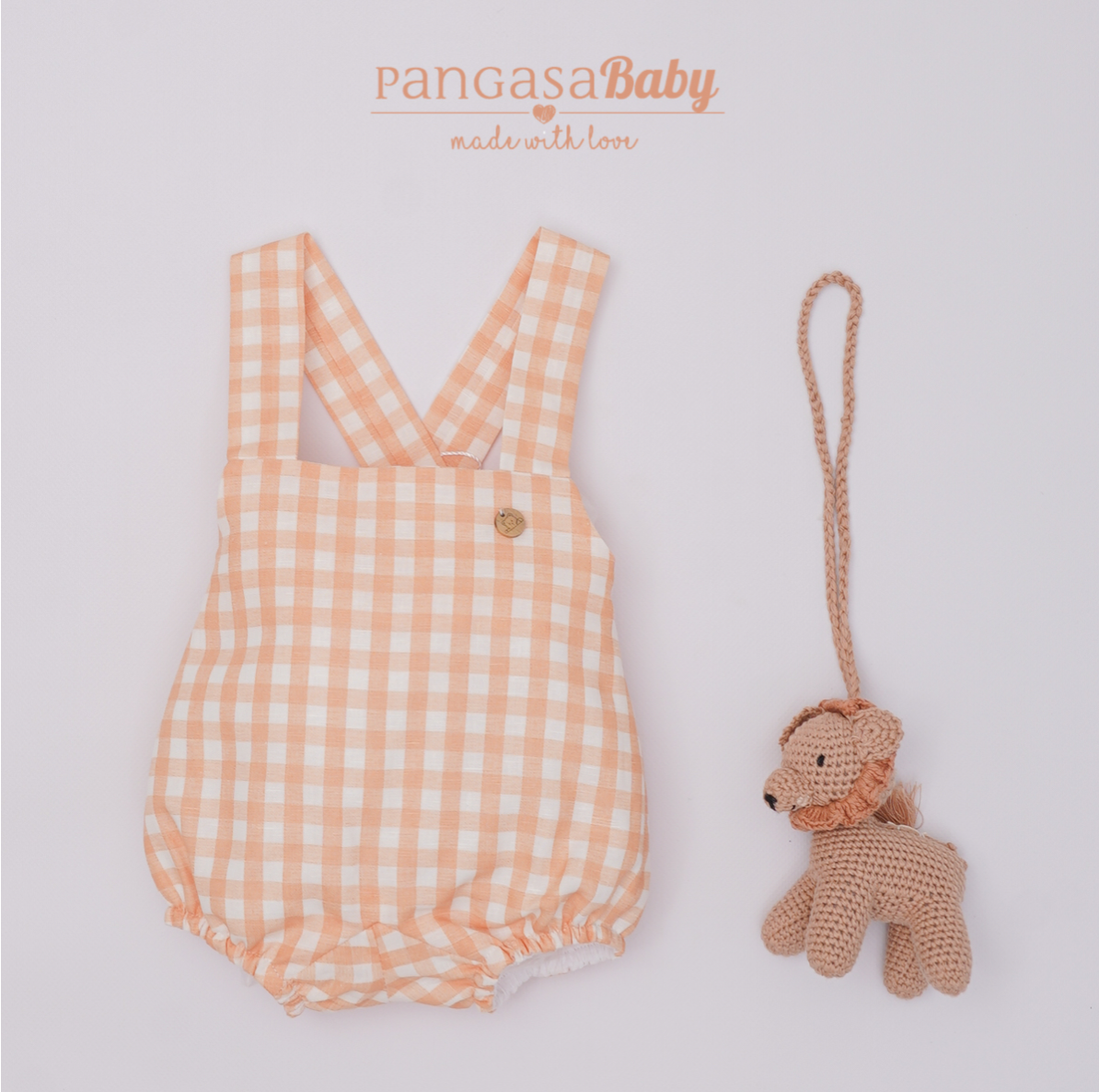 PANGASA SS - Baby boy Gingham bloomers with braces