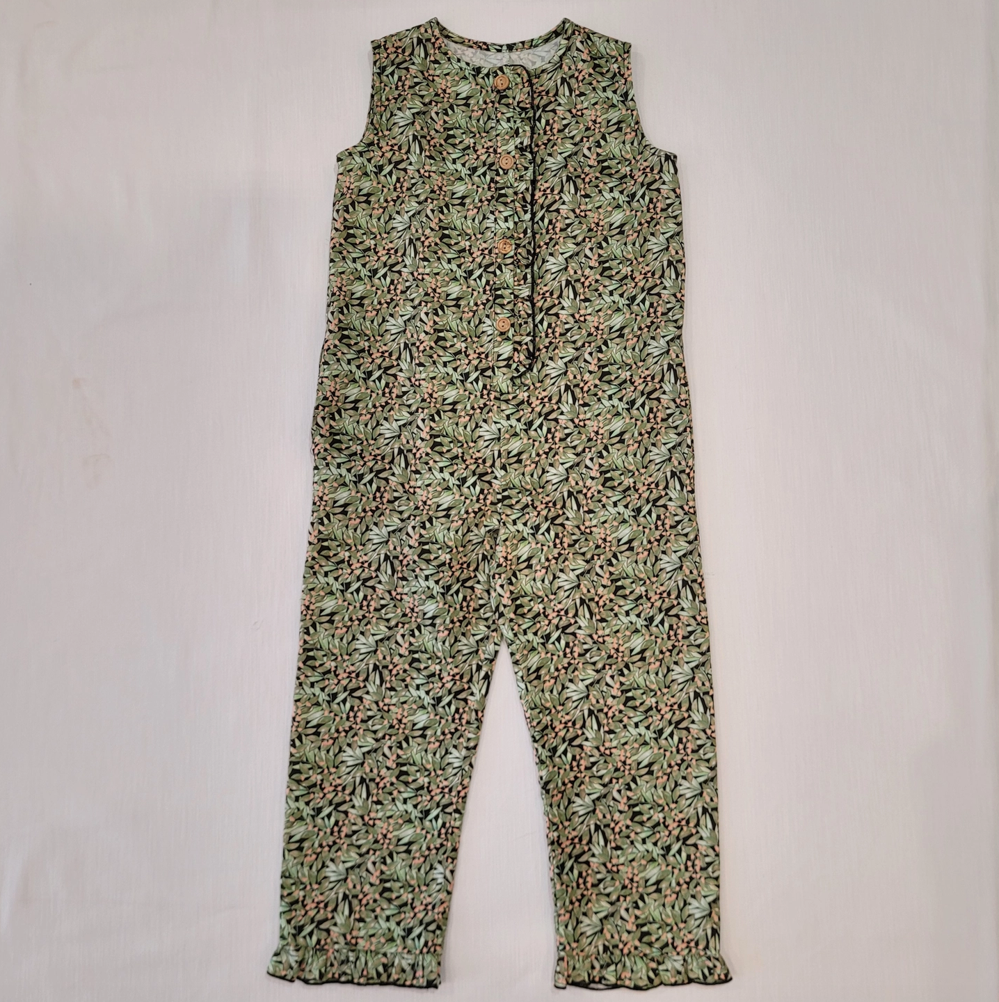 Mia Y Lia -Leaves Printed sleeveless Overalls