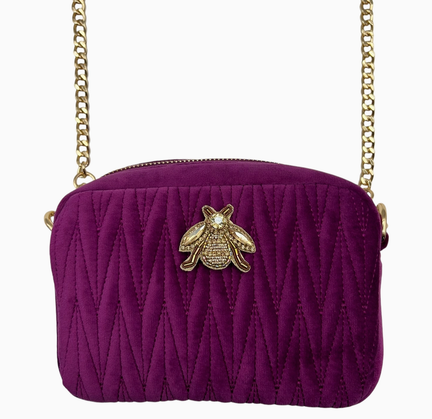 Sixton London - Velvet Rivington Bag with Gold Insect Brooch