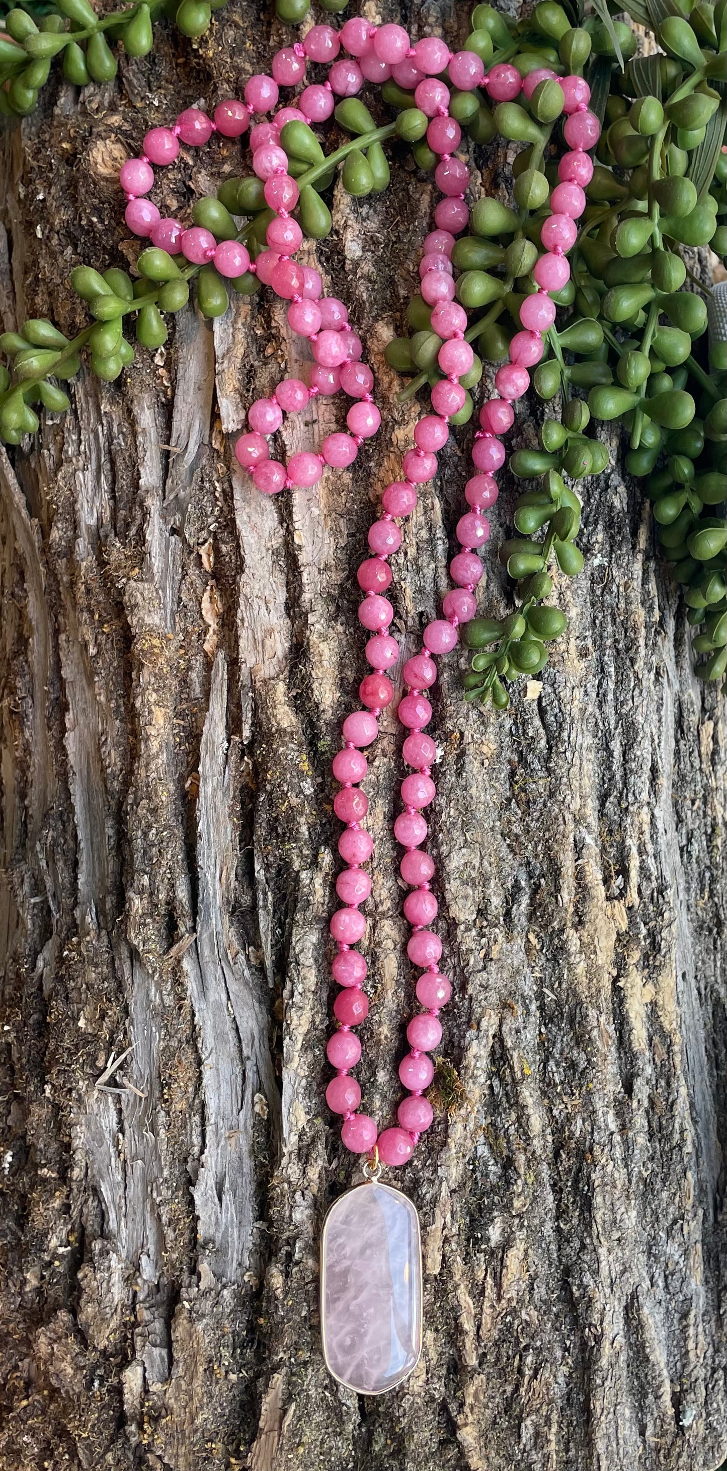 Pink Quartz beaded Necklace