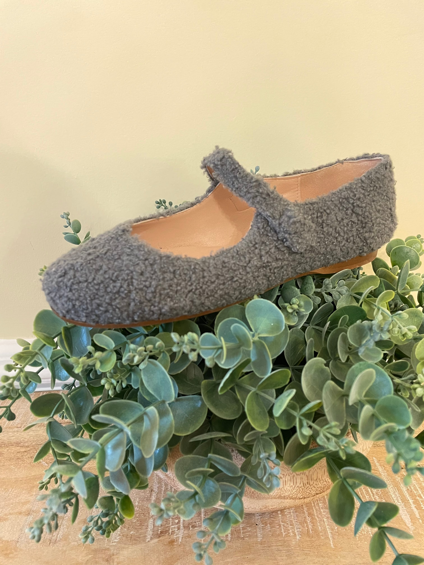 Faux Shearling Mary Jane Ballerina Flats