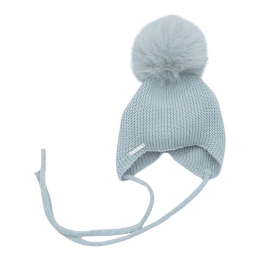 Pangasa - Luxurious Knit Hat with Fur Pompom and Tie