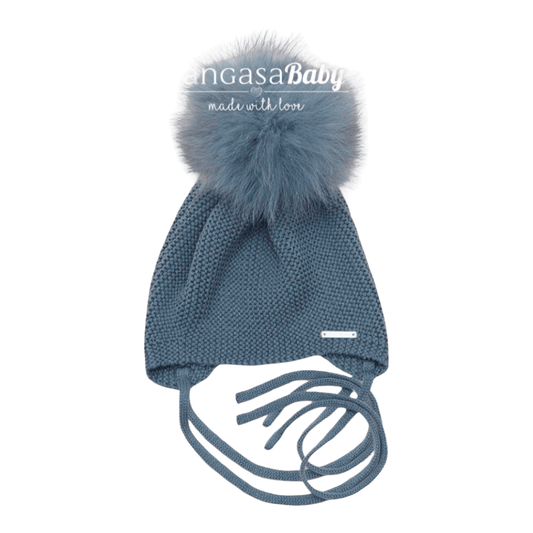 Pangasa - Luxurious Knit Hat with Fur Pompom and Tie