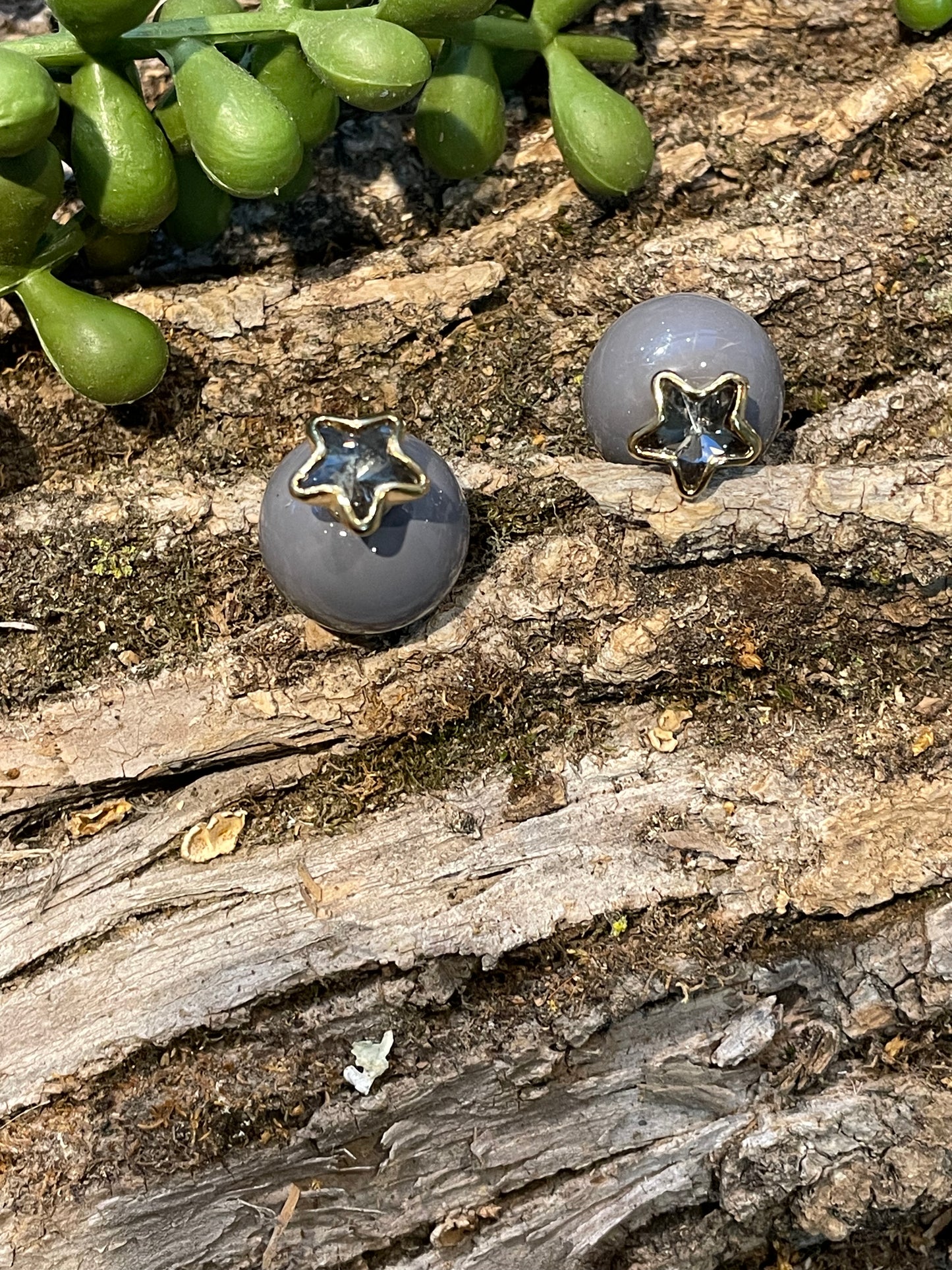 Sixton London - Grey Star Orb Earrings