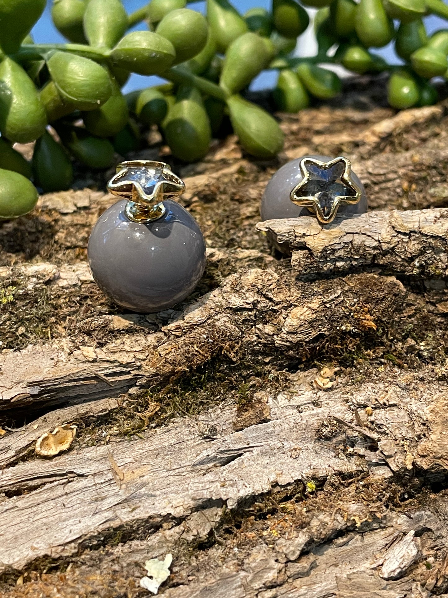 Sixton London - Grey Star Orb Earrings