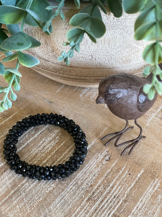 Handcrafted Faceted Crystal Beaded Stretch Bracelet