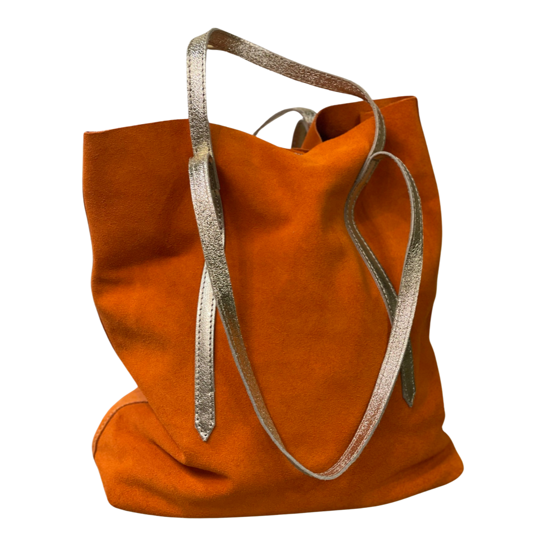 Shopping Bag in Genuine Suede Leather