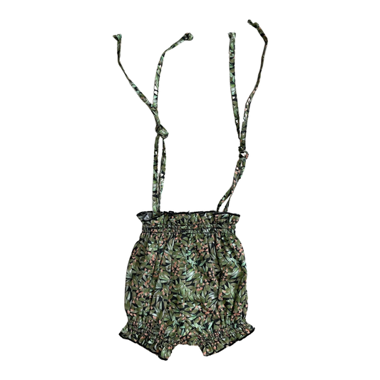 Mia Y Lia  - Green Floral bloomer with spaghetti straps (baby & toddler)