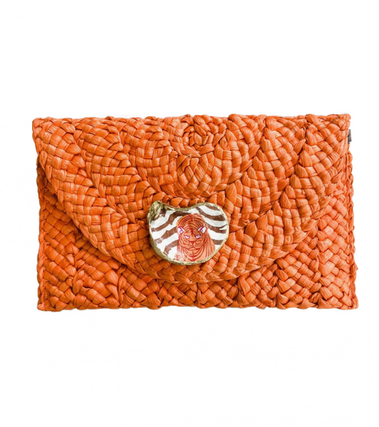 Tiger oyster shell clutch - ORANGE