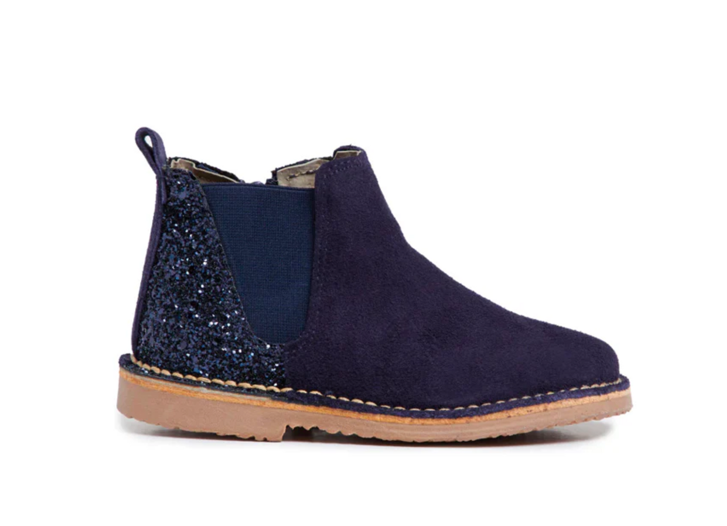 Glitter and Suede Chelsea Boots in Navy