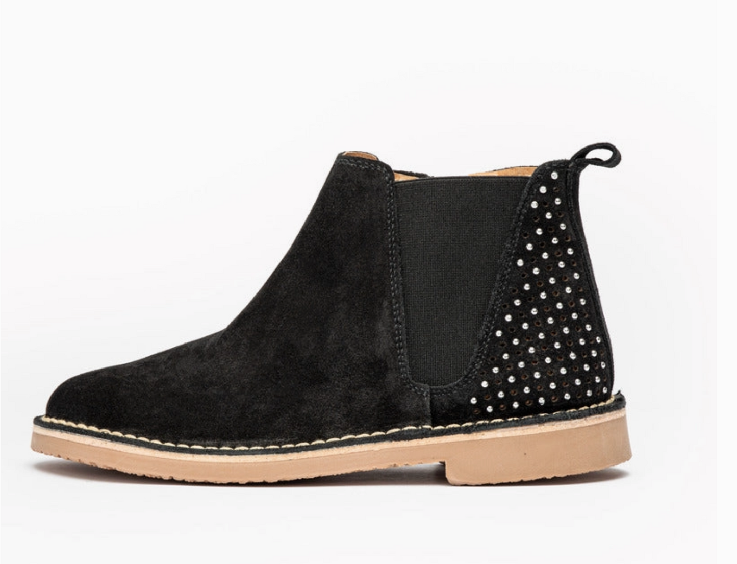 Glitter and Suede Chelsea Boots in Black