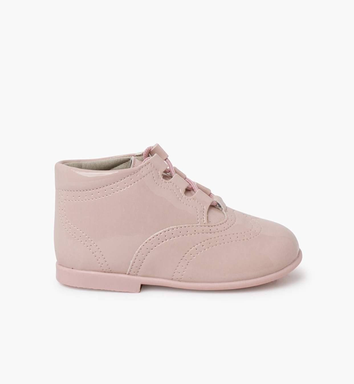 Patent Type Lace-Up Oxford Booties