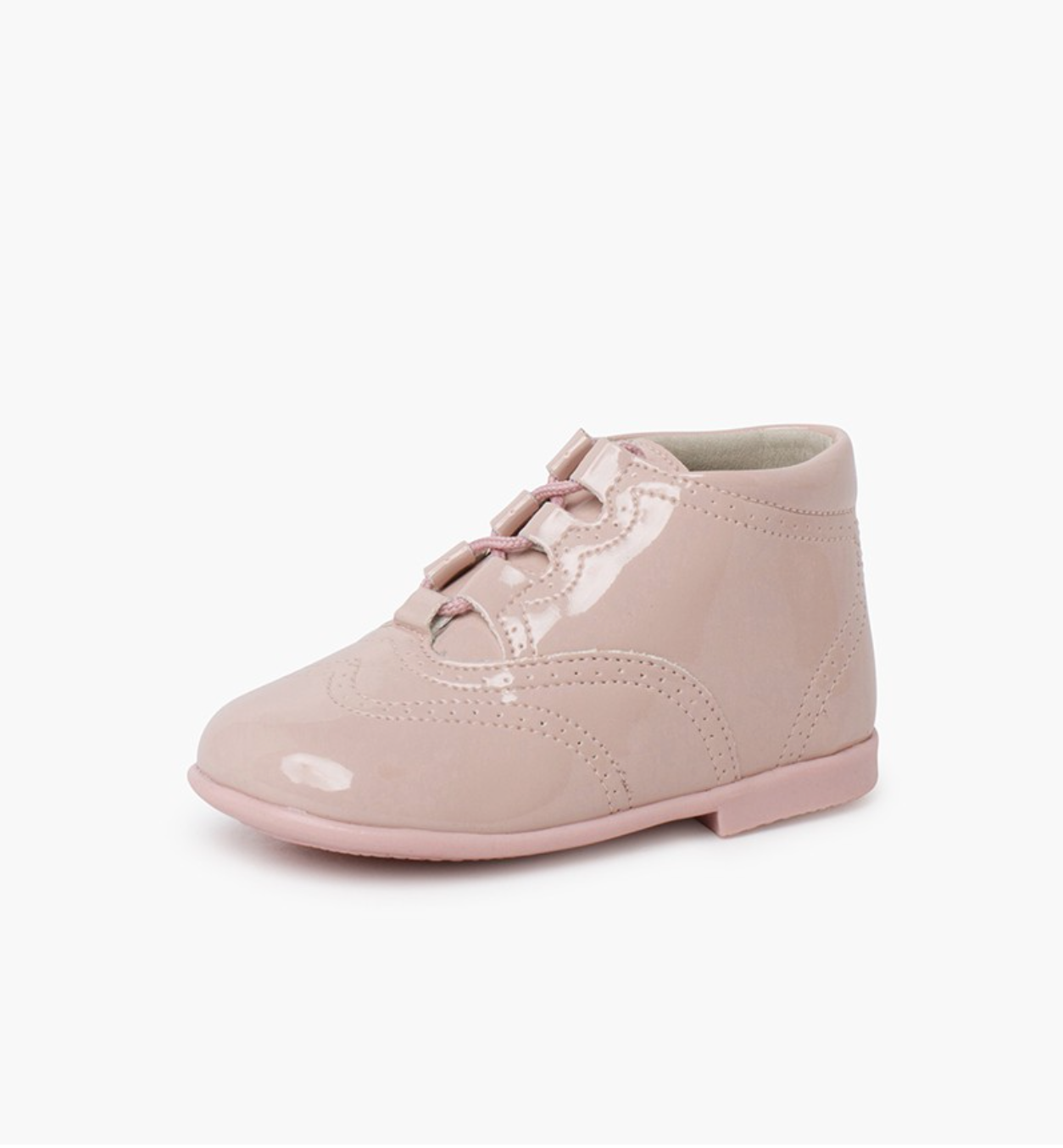 Patent Type Lace-Up Oxford Booties