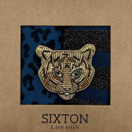 Sixton London - Denim Leopard and Berlin Sock Box Duo