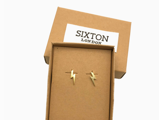 Sixton London - Golden Lightning Bolt Earrings