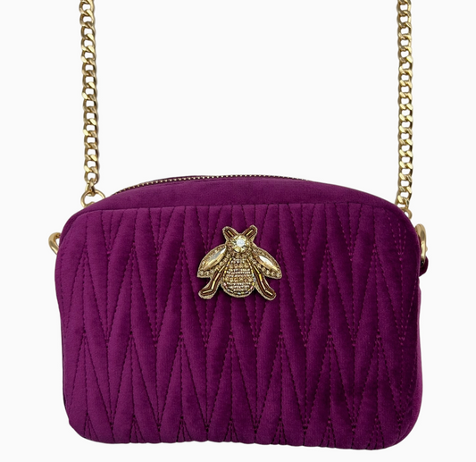 Sixton London - Velvet  Rivington Bag  with Gold Insect Brooch