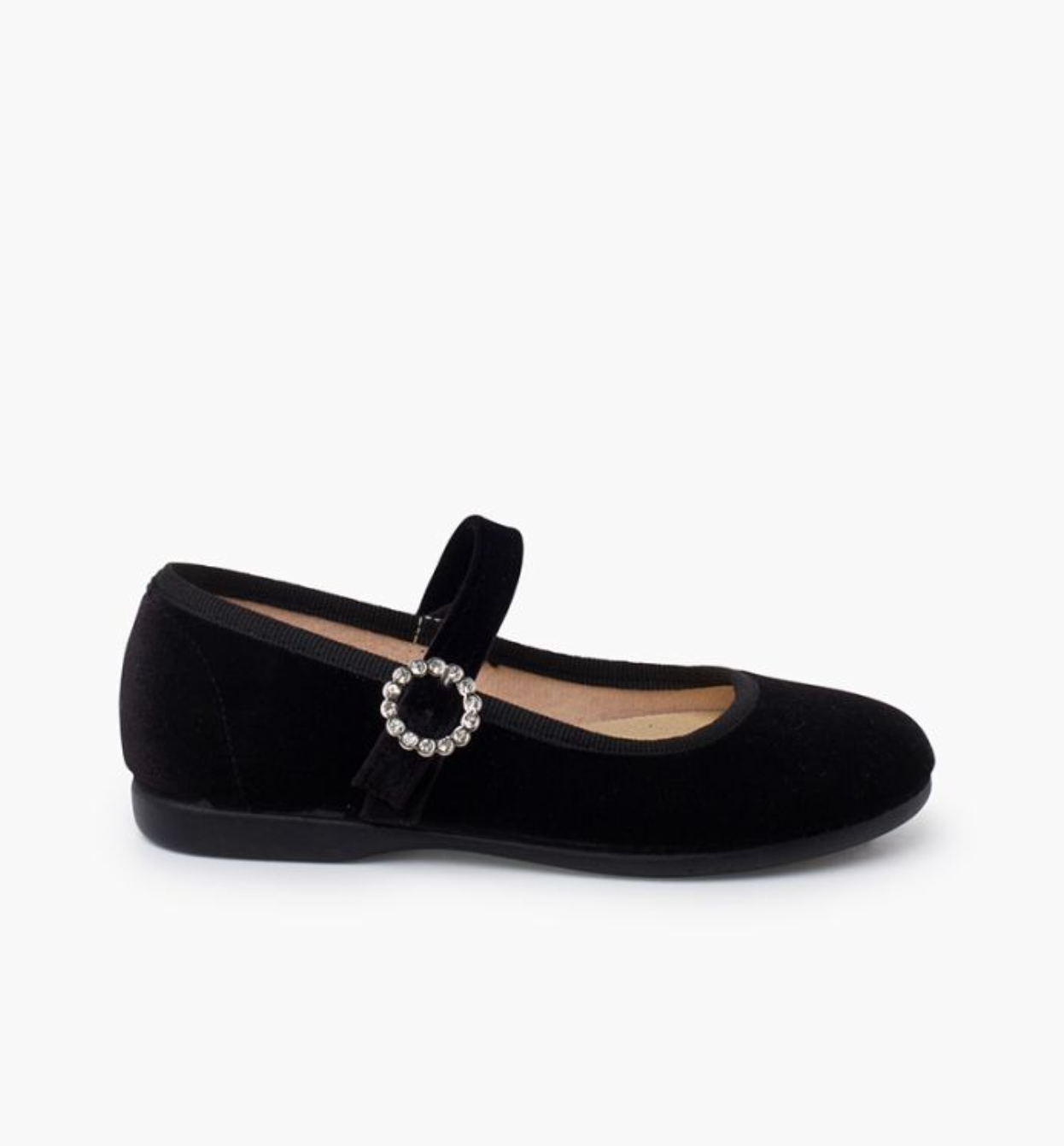 Velvet Mary Janes with Jewel Buckle