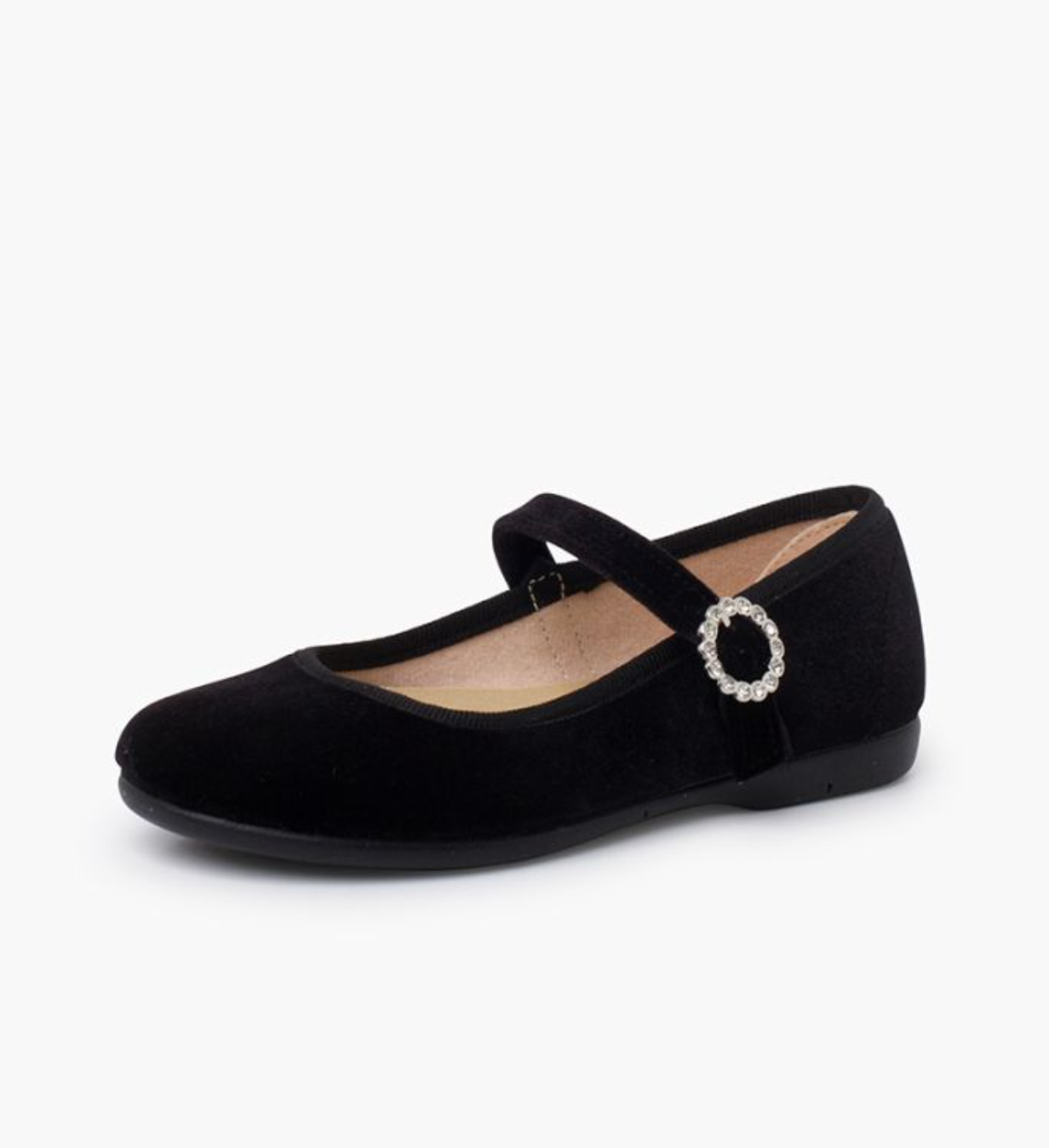 Velvet Mary Janes with Jewel Buckle