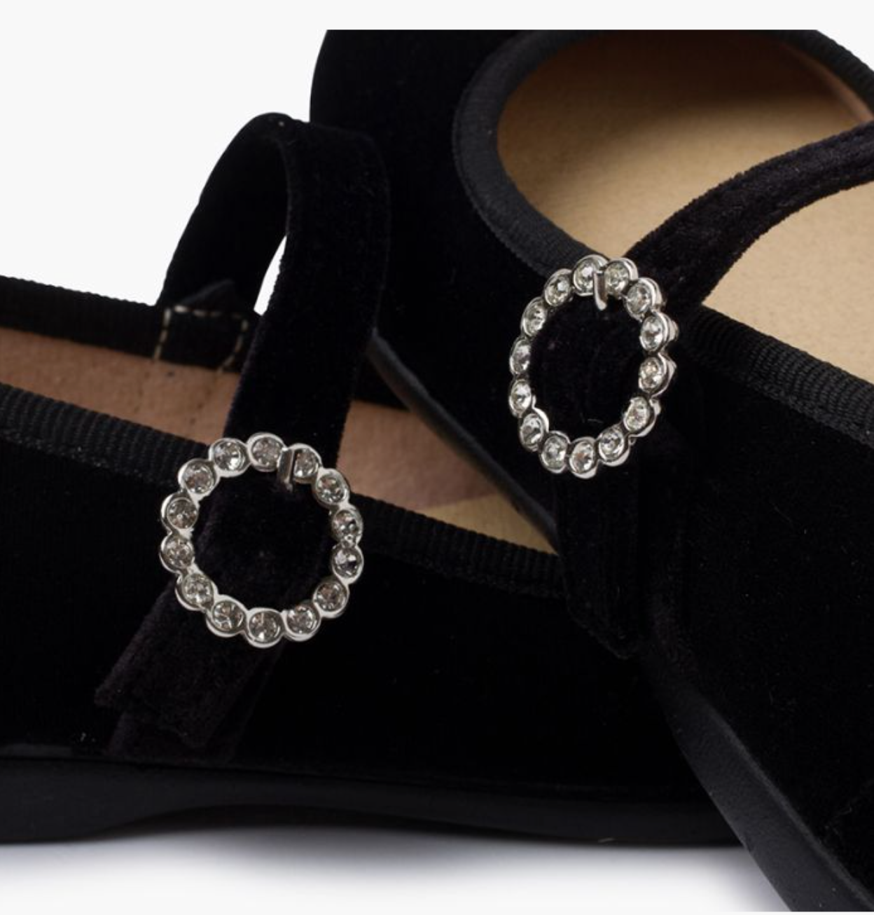 Velvet Mary Janes with Jewel Buckle