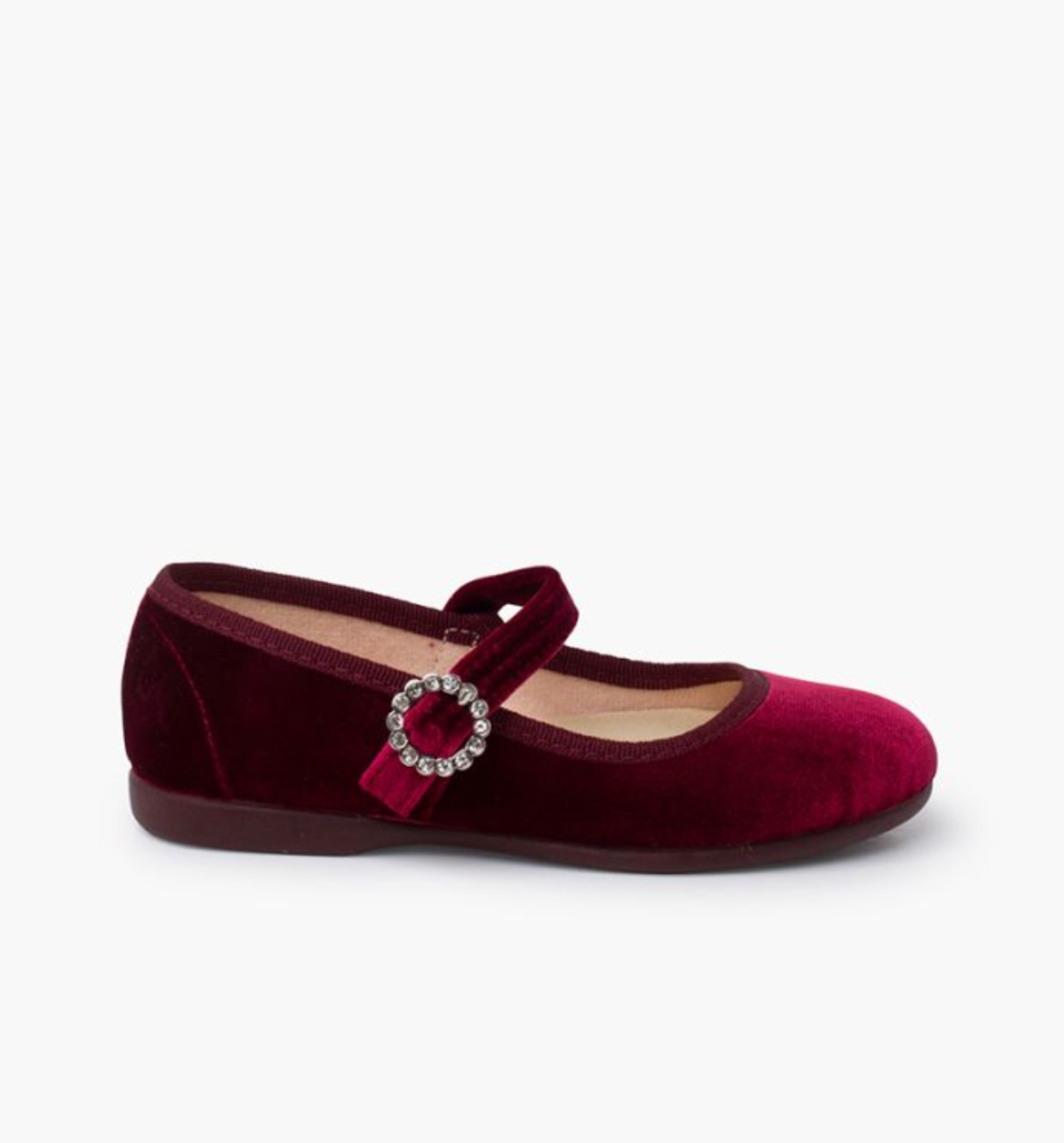 Velvet Mary Janes with Jewel Buckle