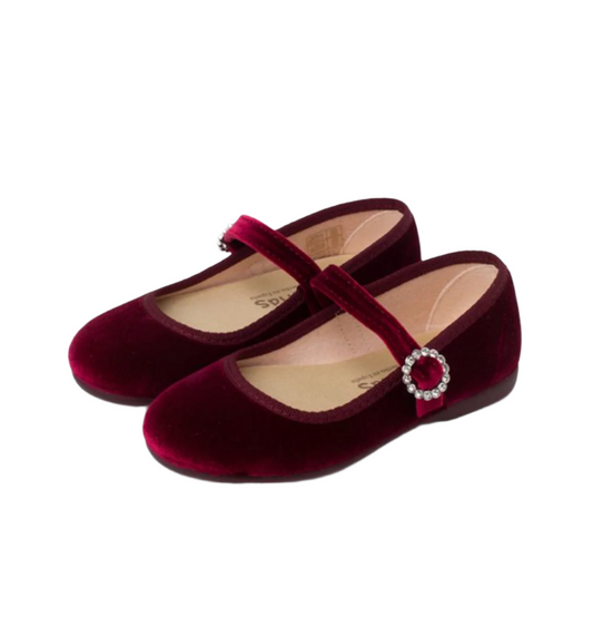 Velvet Mary Janes with Jewel Buckle