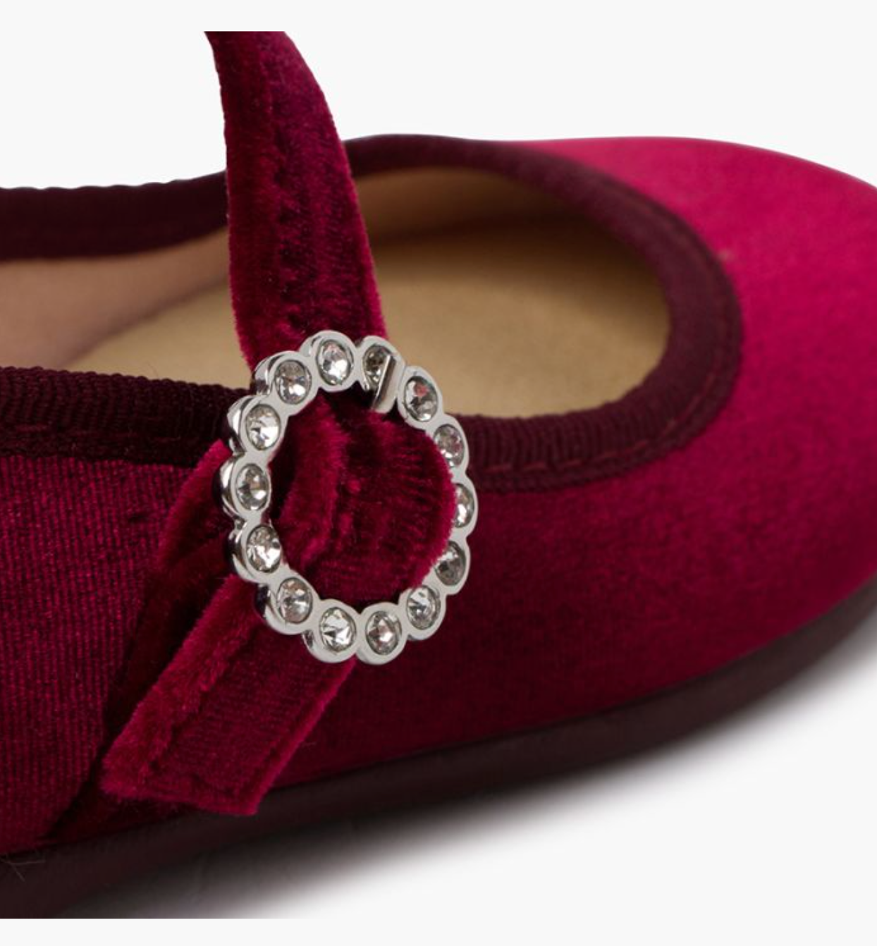 Velvet Mary Janes with Jewel Buckle