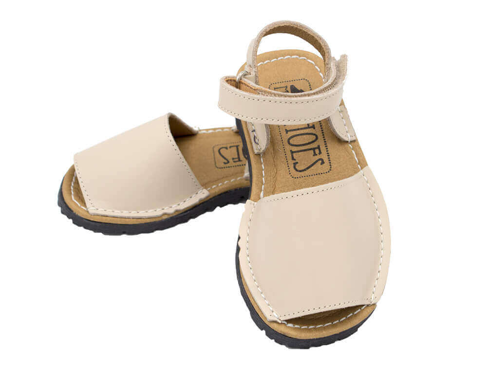 Mini Shoes Kids - Leather Slingback Avarcas Sandals with Velcro Closure