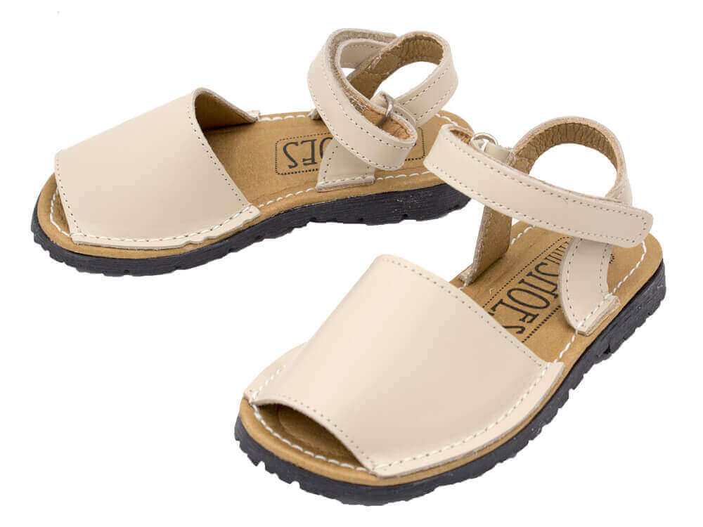 Mini Shoes Kids - Leather Slingback Avarcas Sandals with Velcro Closure