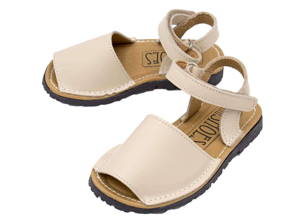 Mini Shoes Kids - Leather Slingback Avarcas Sandals with Velcro Closure