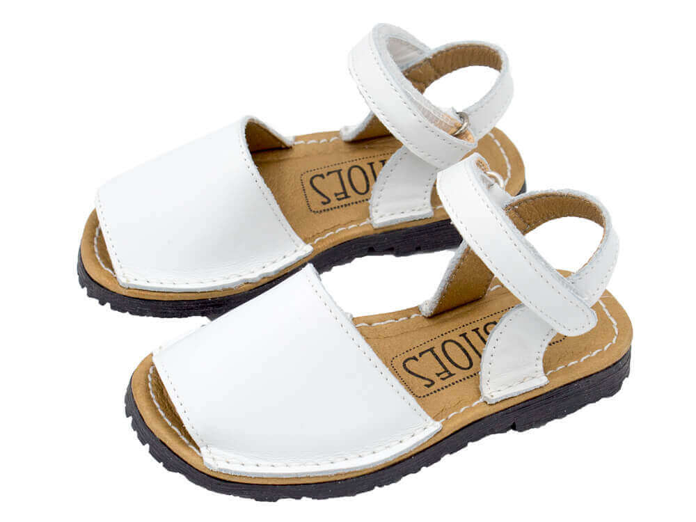 Mini Shoes Kids - Leather Slingback Avarcas Sandals with Velcro Closure