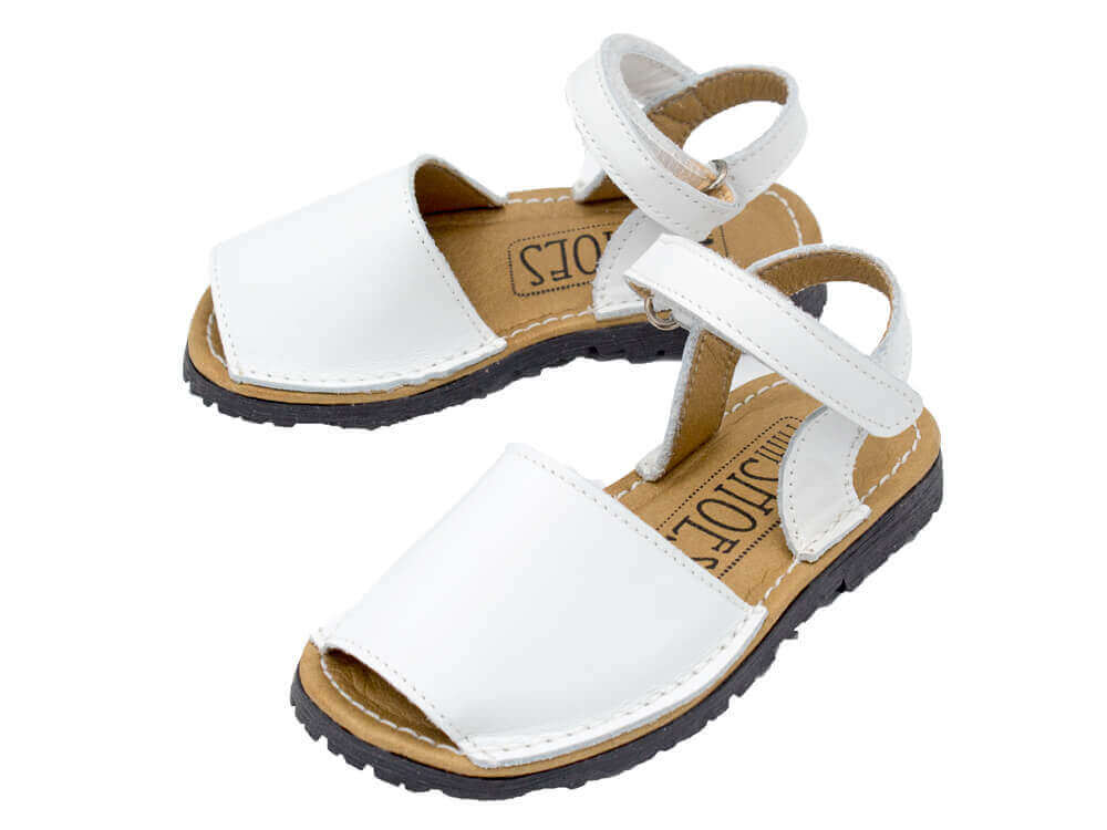 Mini Shoes Kids - Leather Slingback Avarcas Sandals with Velcro Closure