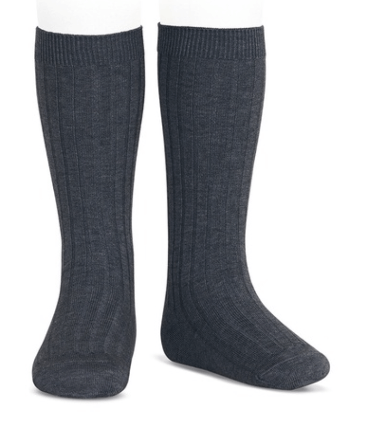 Ribbed Cotton Knee Socks